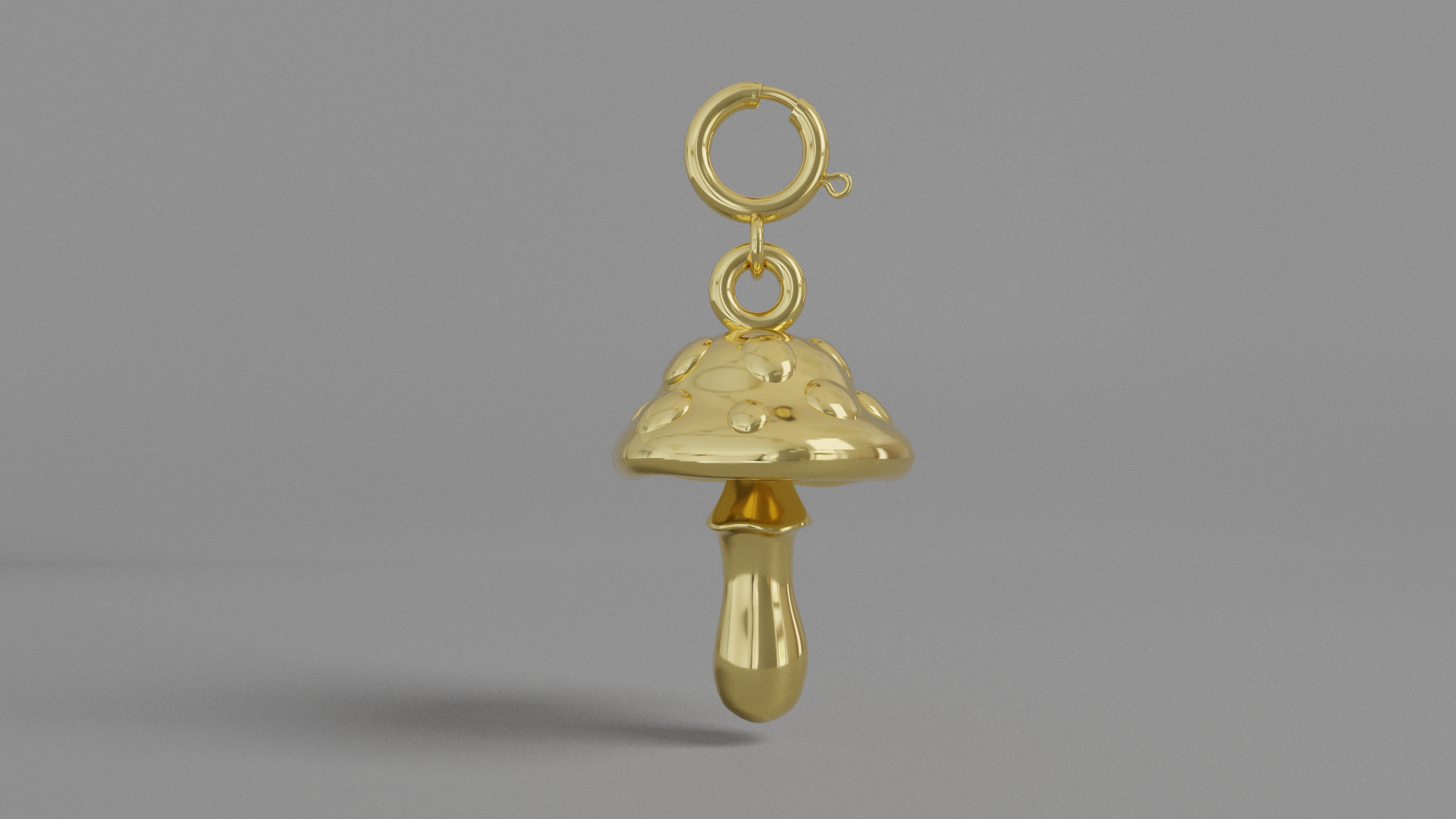 Gold fly amanita mushroom charm