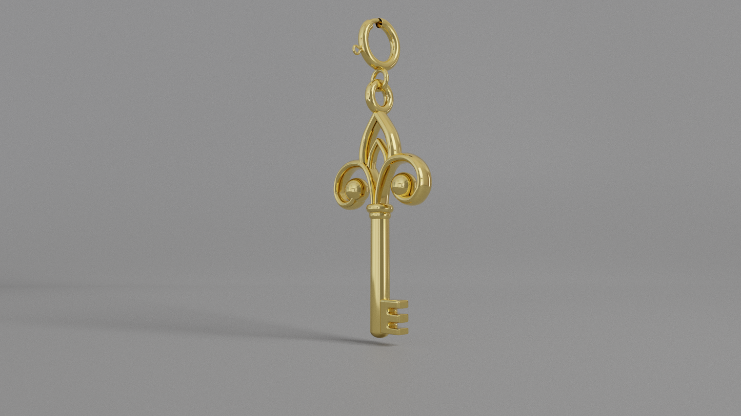 gold vintage key charm