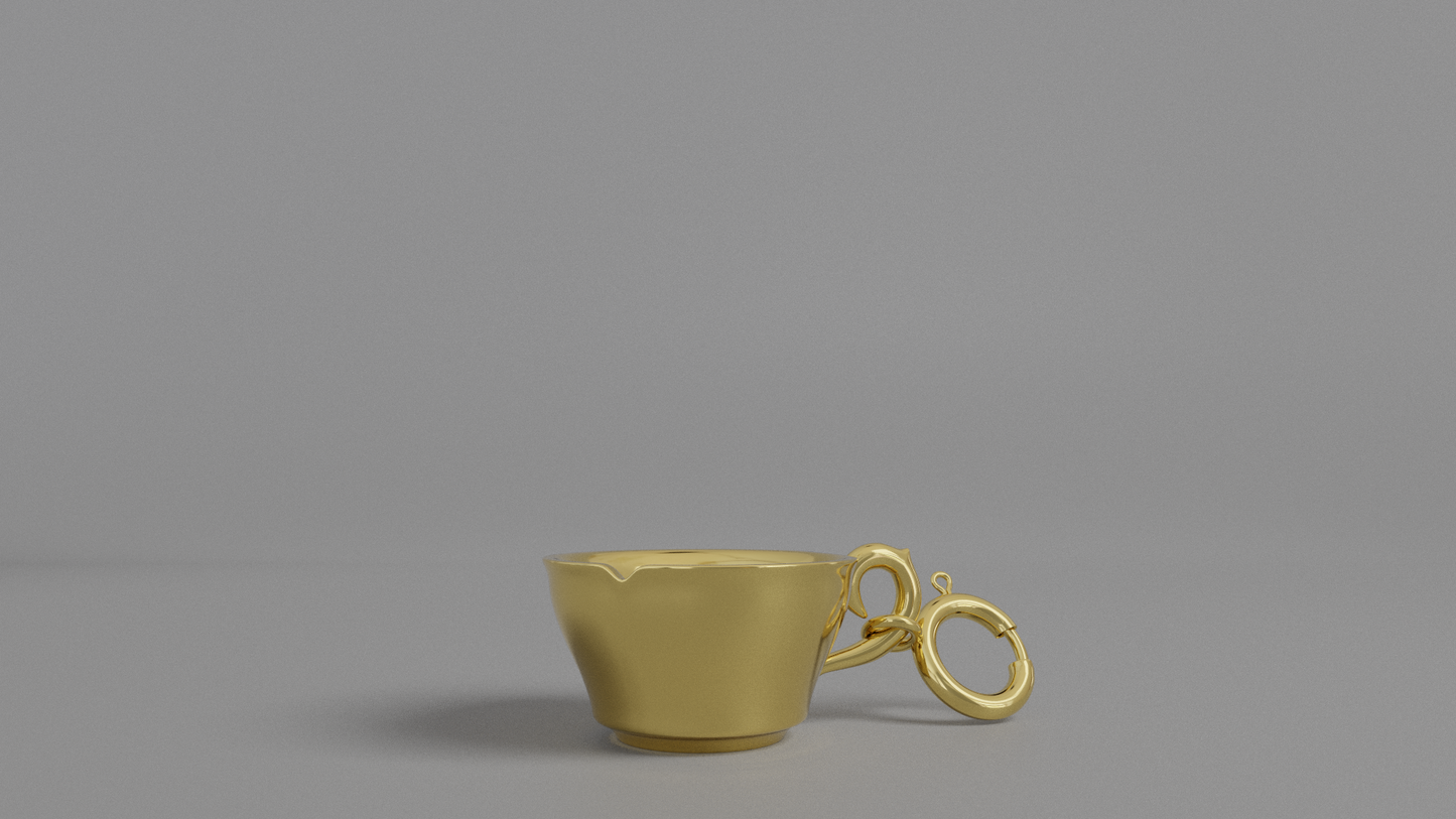 Gold teacup charm