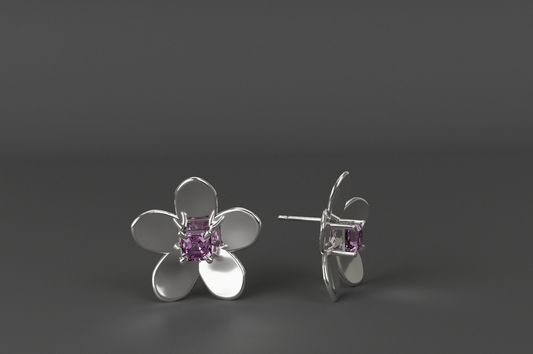 Pink Spinel Blossom Stud Earrings