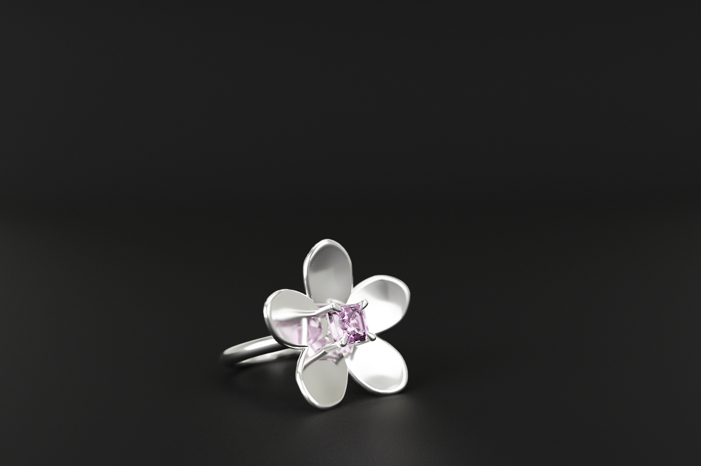 Pink Spinel Blossom Ring