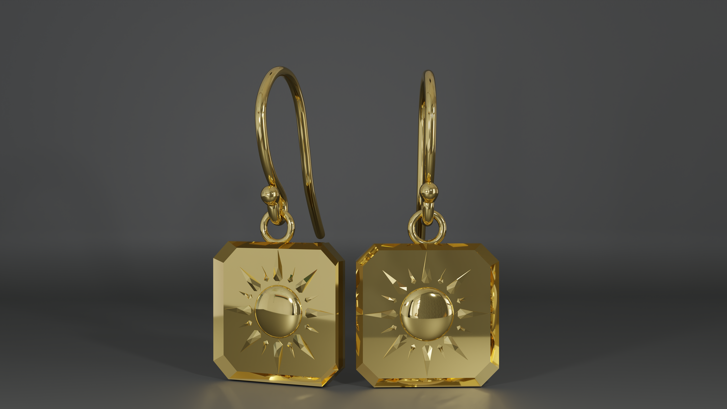 Litha - Sun Amulet Dangle Earrings