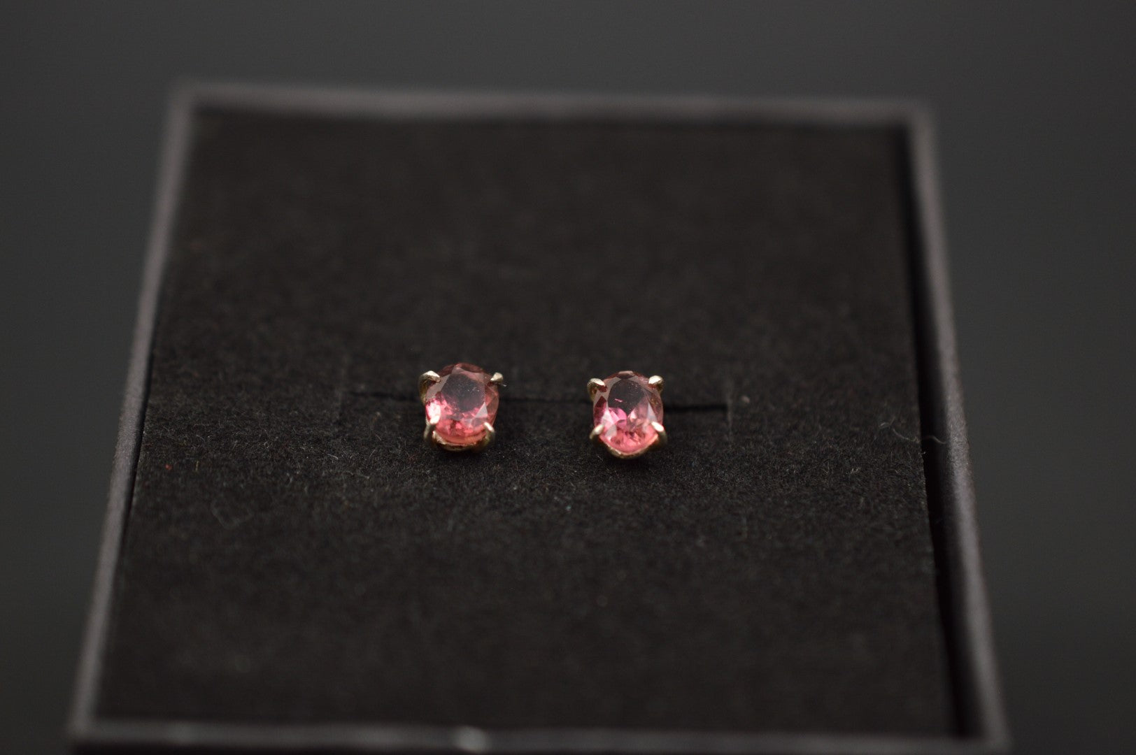  pink tourmaline sterling silver studs earrings