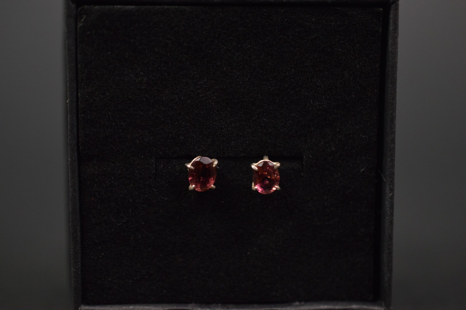 pink tourmaline sterling silver studs earrings