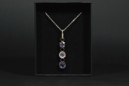 rose quartz and amethyst necklace